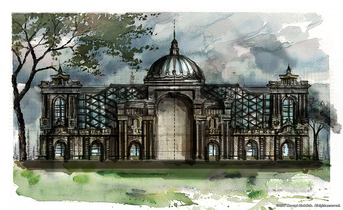 1200x735 Neoclassical Roman Office Building On Student Show - Neoclassical Sketch