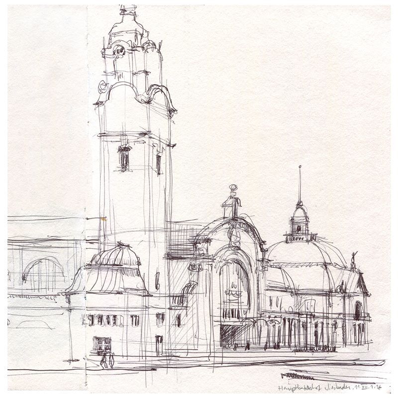800x800 Wiesbaden Hauptbahnhof A Quick Sketch Of The Beautiful - Neoclassical Sketch