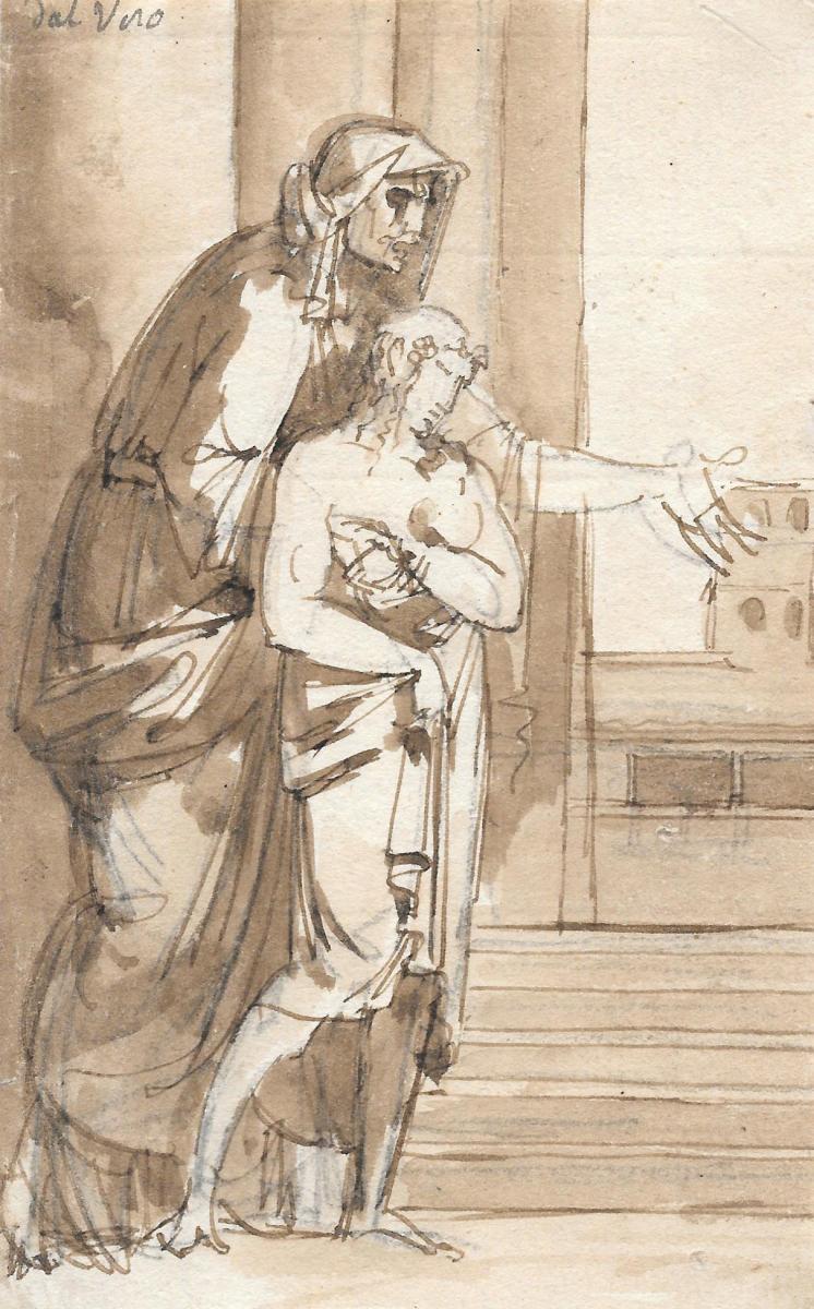 746x1200 Neoclassical Scene (Woman Amp Child) Italian School Late 18th - Neoclassical Sketch