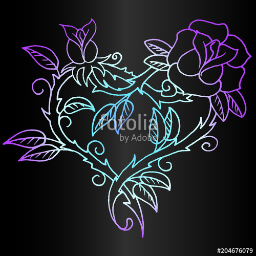 500x500 Fashionable Tattoo Layout - Neon Sketch