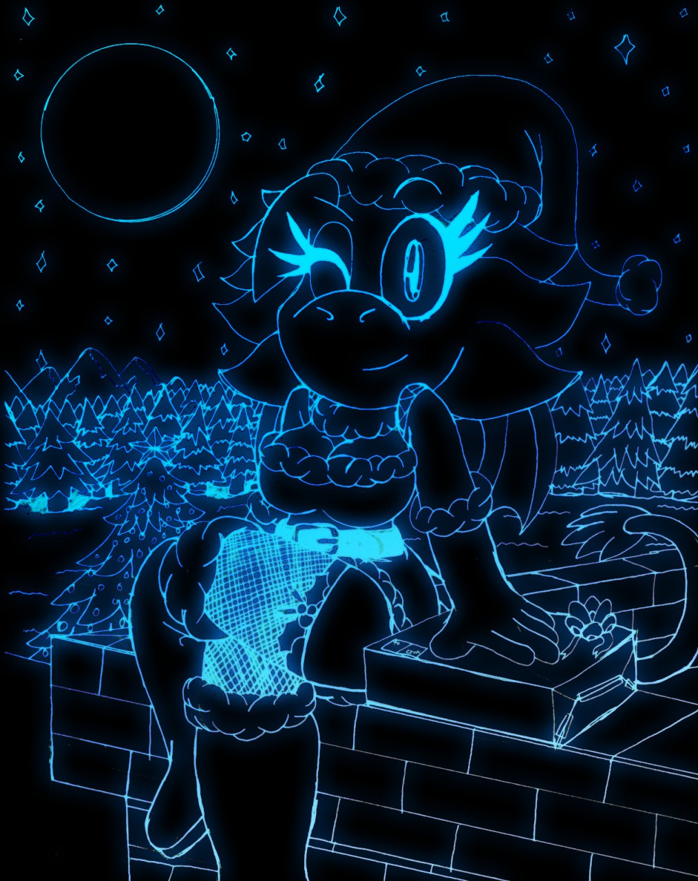 1014x1280 Merry Christmas 2016 Neon Sketch By Animeknight777 - Neon Sketch