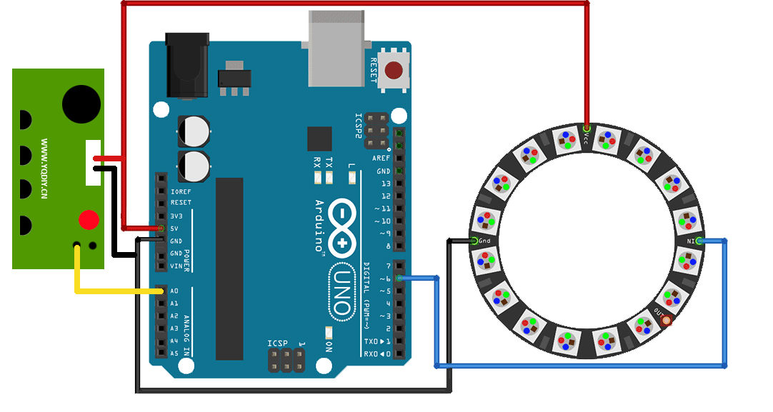1082x577 Clap Switch Sound Sensor Diy Kit Neopixel Ring Display Rydepier - Neopixel Ring Sketch