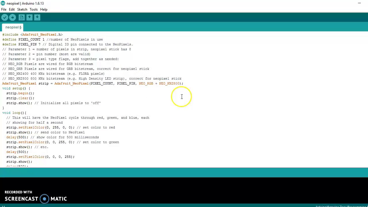 1280x720 Arduino Tutorial - Neopixel Sketch