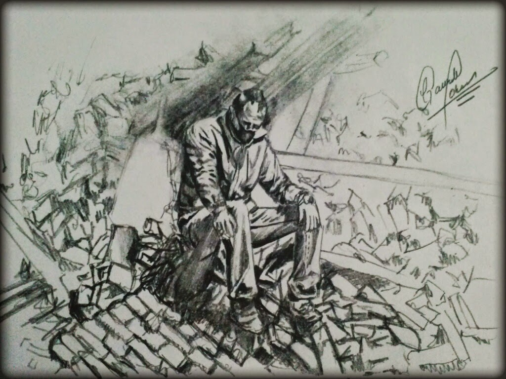 1024x768 Pencil Sketch Of Earthquake Pencil Sketches Nepal Earthquake - Nepal Sketch