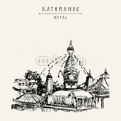 400x400 Swayambhu Temple In Kathmandu, Nepal, Before The Earthquake - Nepal Sketch