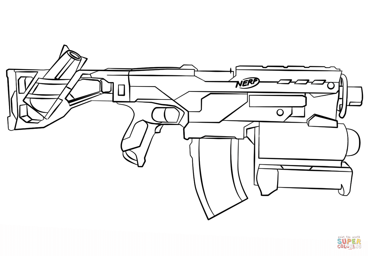 1186x824 Nerf Gun Coloring - Nerf Gun Sketch