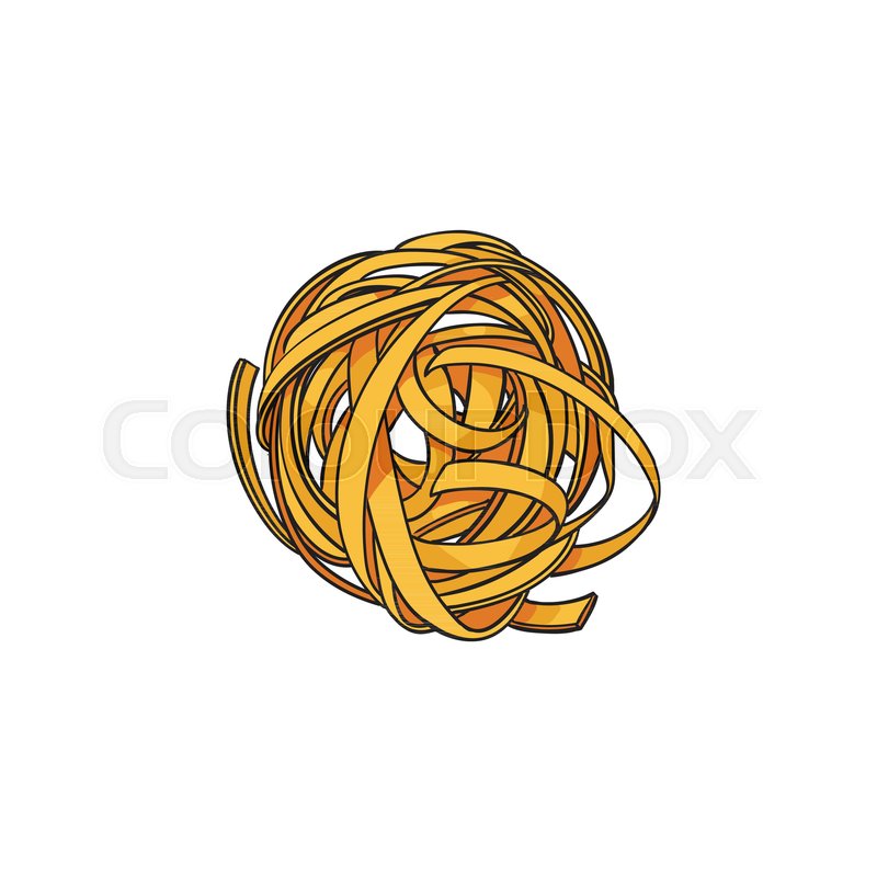 800x800 Raw, Uncooked Coiled, Nest Shaped Barbini Italian Pasta, Sketch - Nest Sketch