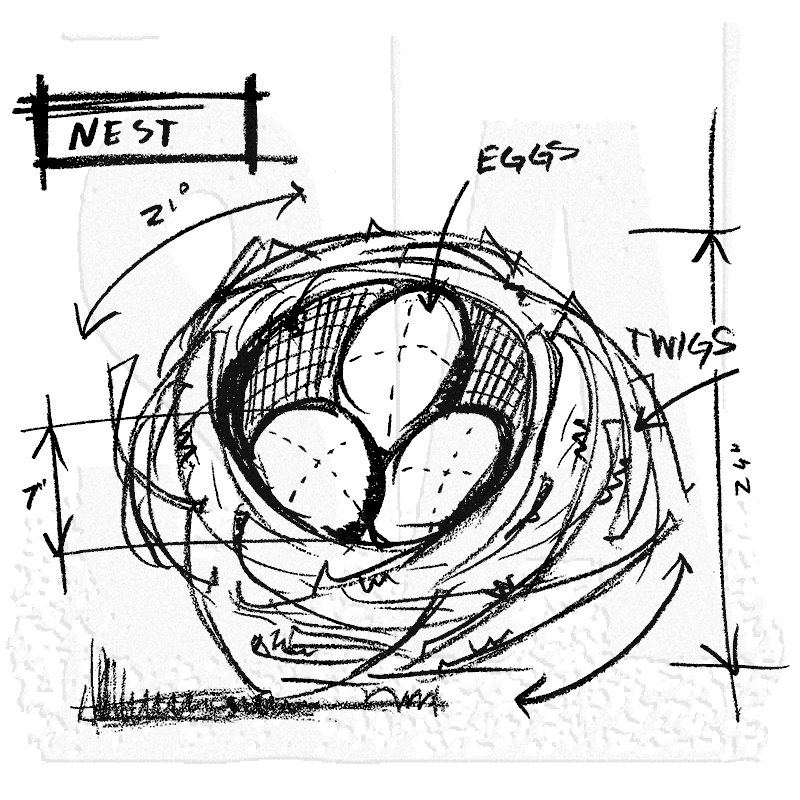 800x800 Tim Holtz Wood Mounted Stamp - Nest Sketch
