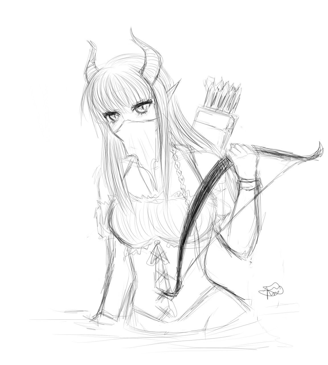 1152x1280 Elf Sketch By Xaela - Net Sketch
