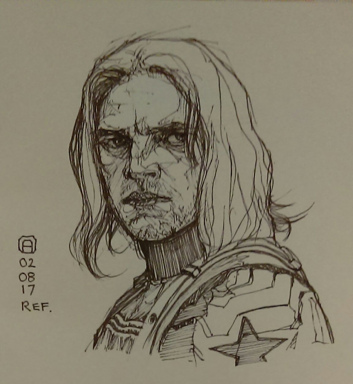 1152x1256 Winter Soldier Pen Sketch - Net Sketch