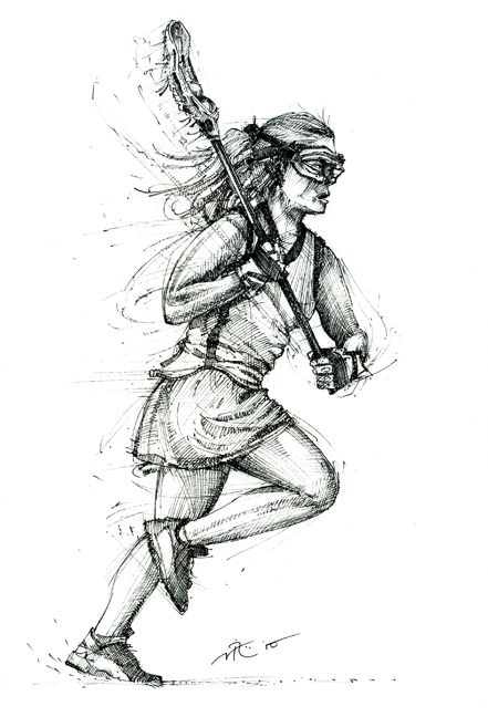 441x648 Native American Lacrosse Stick Sketch Template Back To The - Netball Sketch