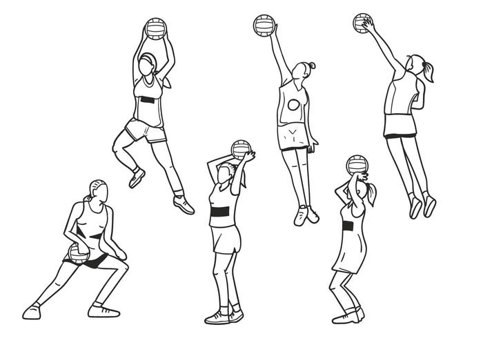 700x490 Netball Girls Vector - Netball Sketch