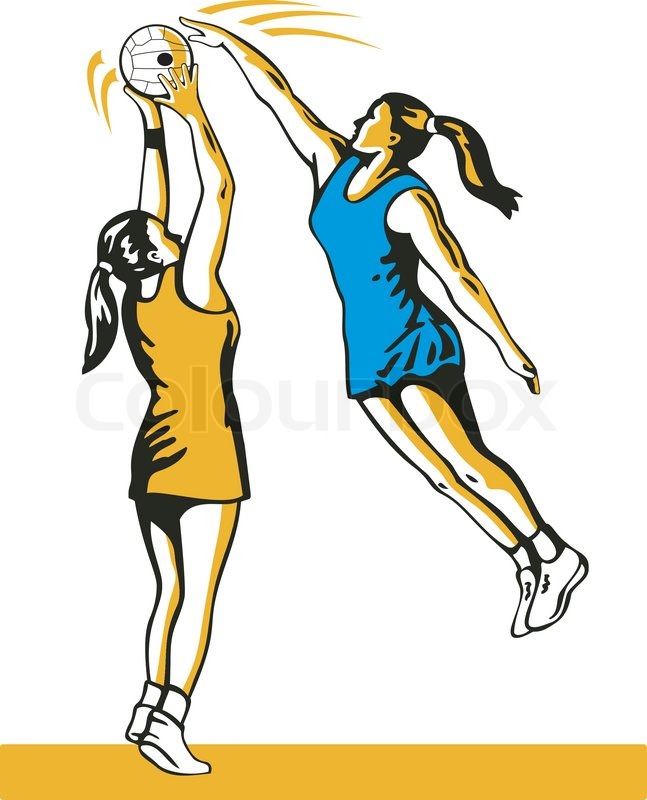 647x800 Netball Player Shooting Blocked Stock Vector Colourbox - Netball Sketch