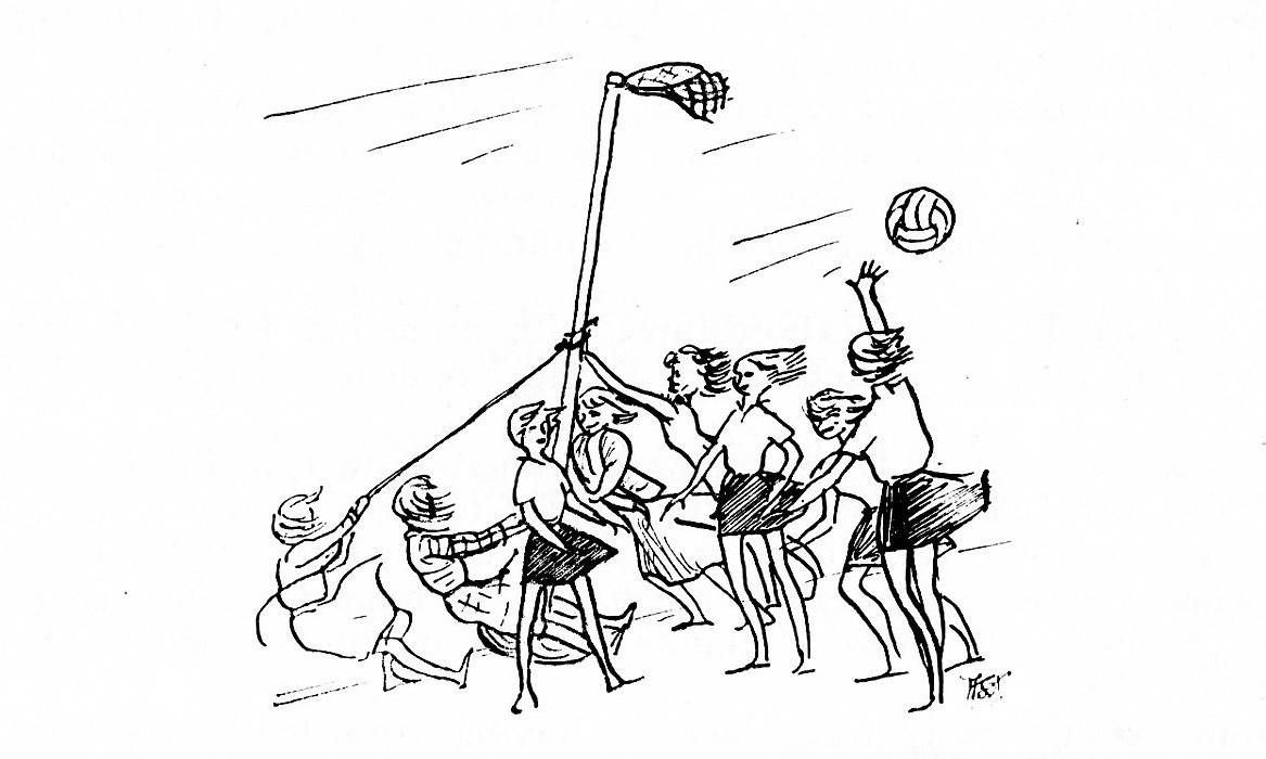 1167x700 Who Left The Posts Out In The Rain Cartoons From 1976 England - Netball Sketch