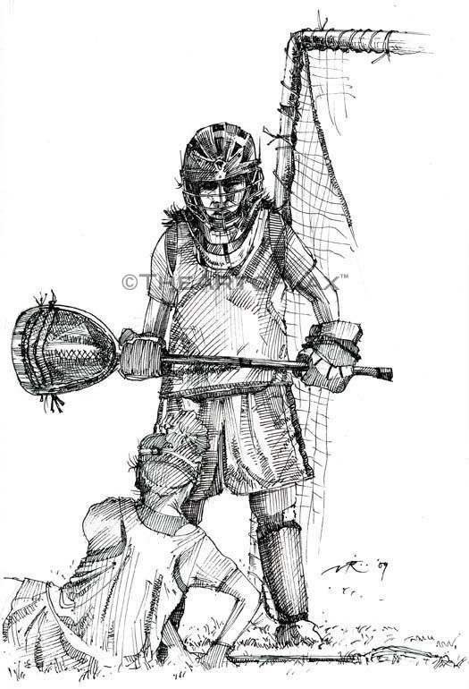 525x770 Girl Goalie Smack Down - Netball Sketch