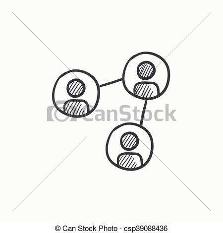 450x470 Social Network Sketch Icon. Social Network Vector Sketch Icon - Network Sketch