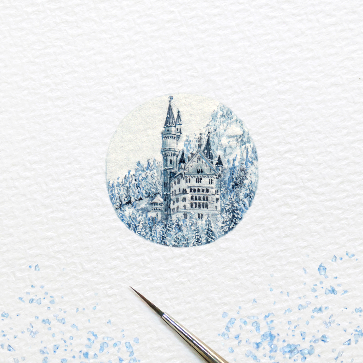 1200x1200 Neuschwanstein Castle Woodcastles - Neuschwanstein Castle Sketch