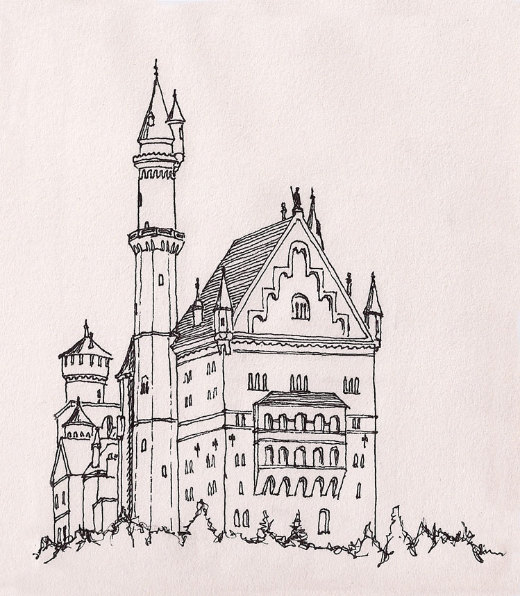 749x858 188 Schloss Neuschwanstein Sketch 365 By Scott Hulme - Neuschwanstein Castle Sketch