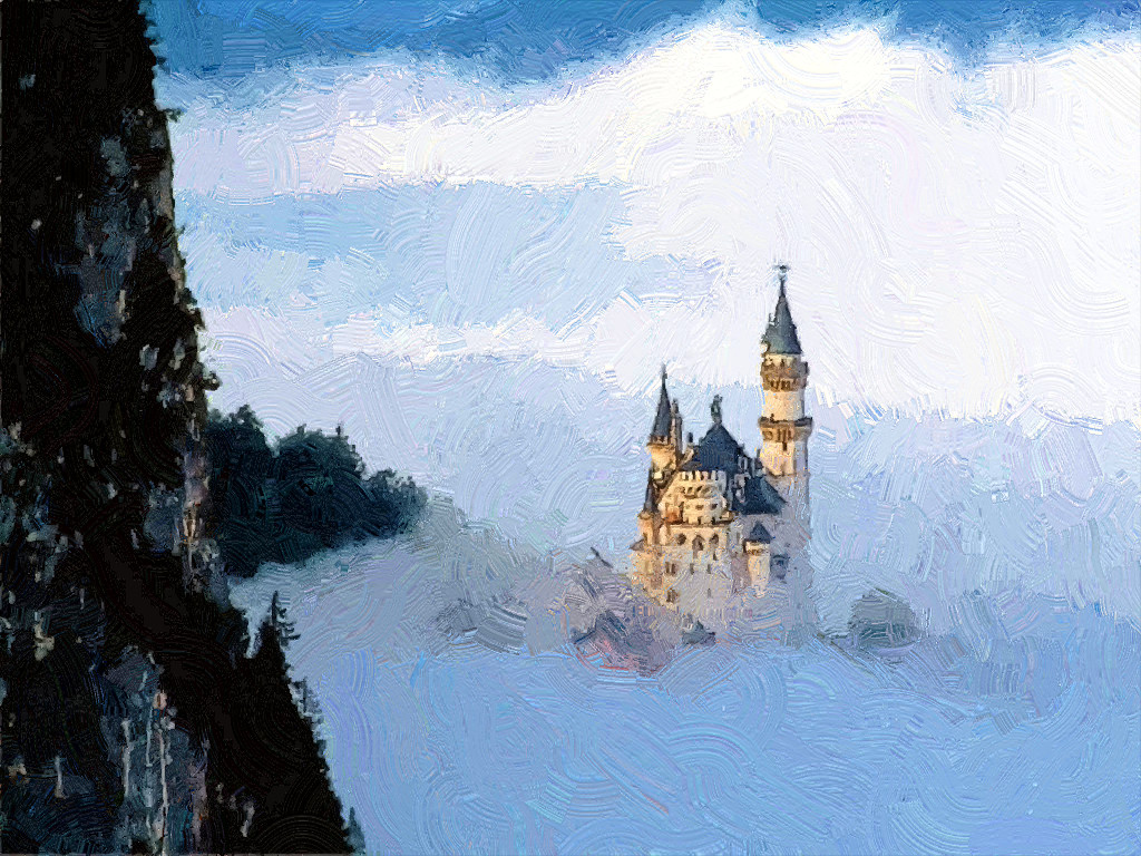 1024x768 Neuschwanstein Castle Germany 02 Sketch By T By T Douglas Painting - Neuschwanstein Castle Sketch