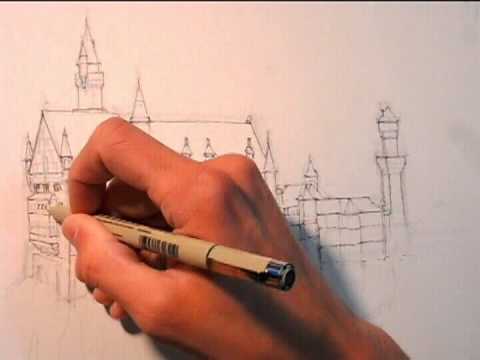 480x360 Freehand Sketch Of Neuschwanstein Castle - Neuschwanstein Castle Sketch