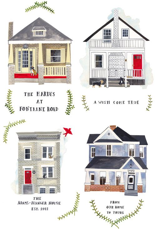500x732 Fab Freebie Home Sweet Illustrated Home Art - New House Sketch
