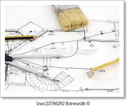 437x364 Art Print Of New House Sketch Barewalls Posters Amp Prints - New House Sketch
