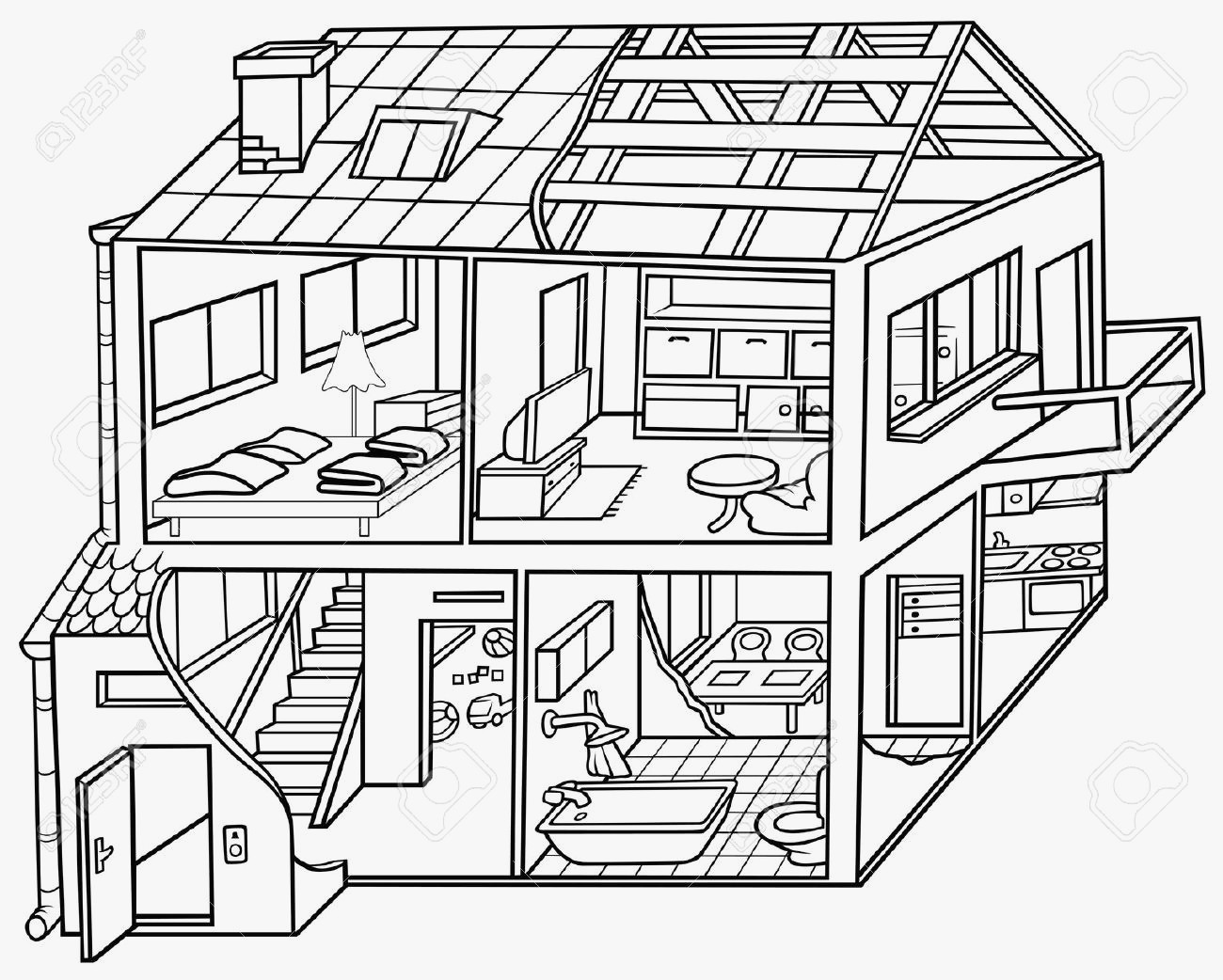 1300x1042 Cartoon House Plans New House Plan Sketch Coloring Page - New House Sketch