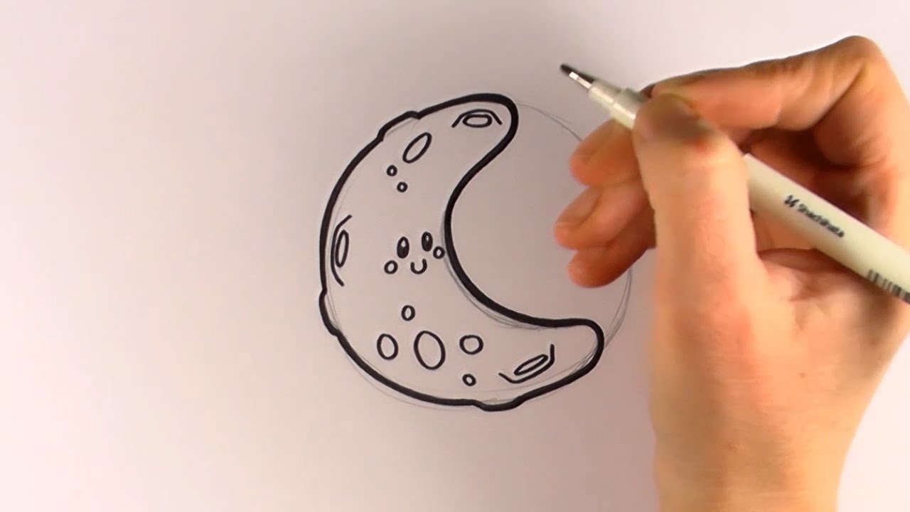 1280x720 How To Draw A Cartoon Crescent Moon - New Moon Sketch