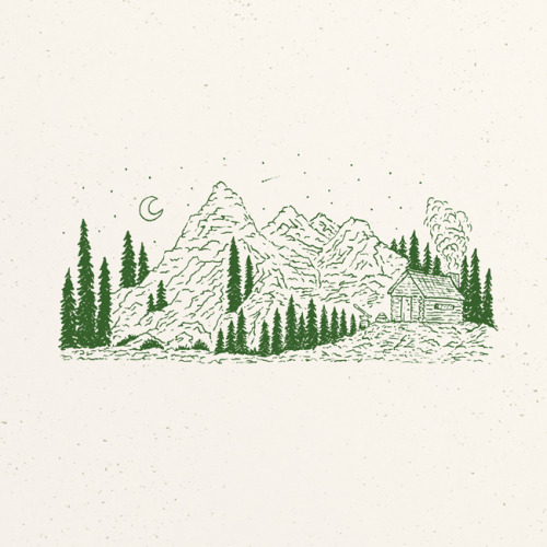 500x500 Drawing Illustration Green Artwork Mountains Forest Sketch - New Moon Sketch