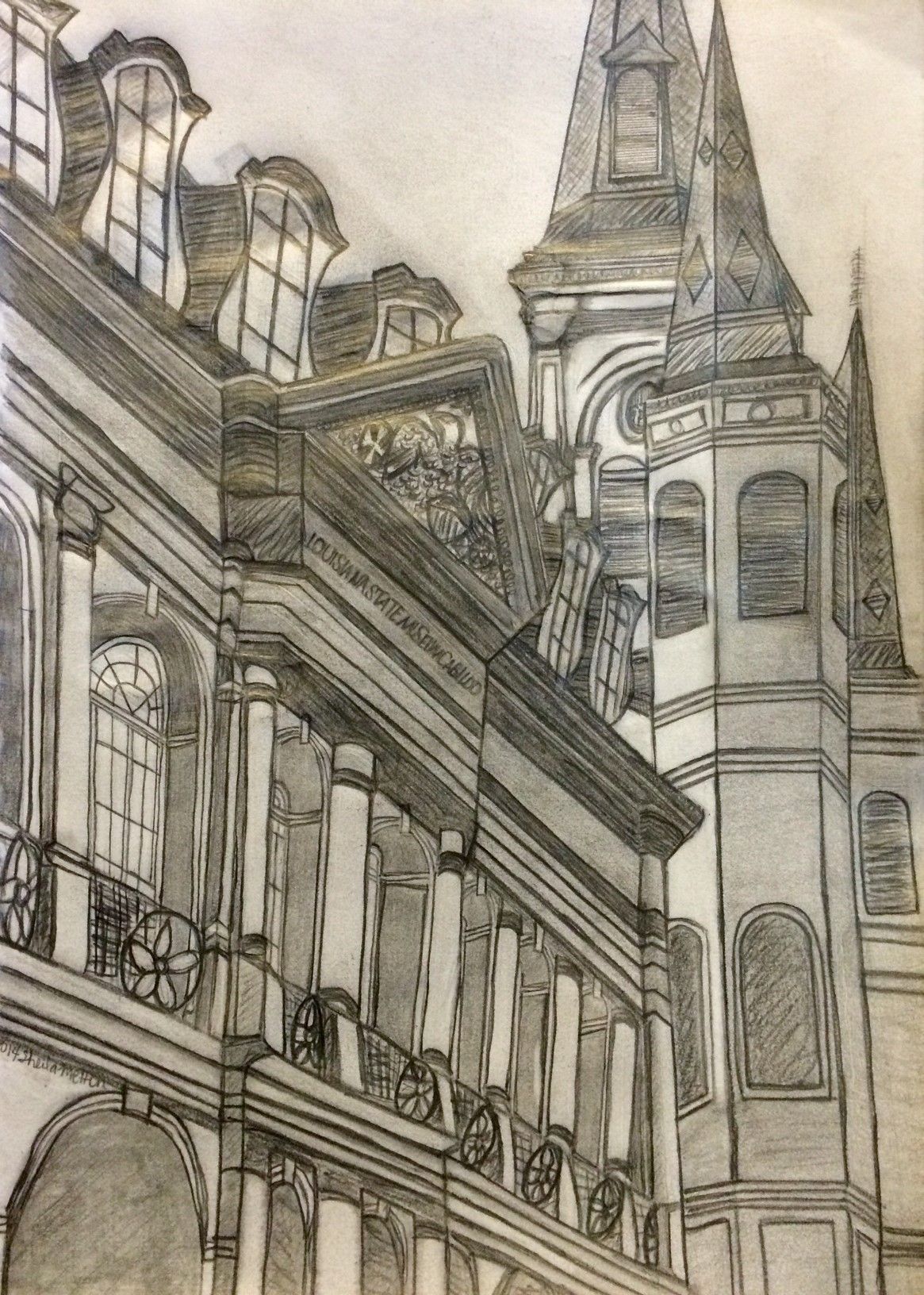 1165x1632 Sketch Of The Cabildo And Cathedral In New Orleans, Louisiana - New Orleans Sketches