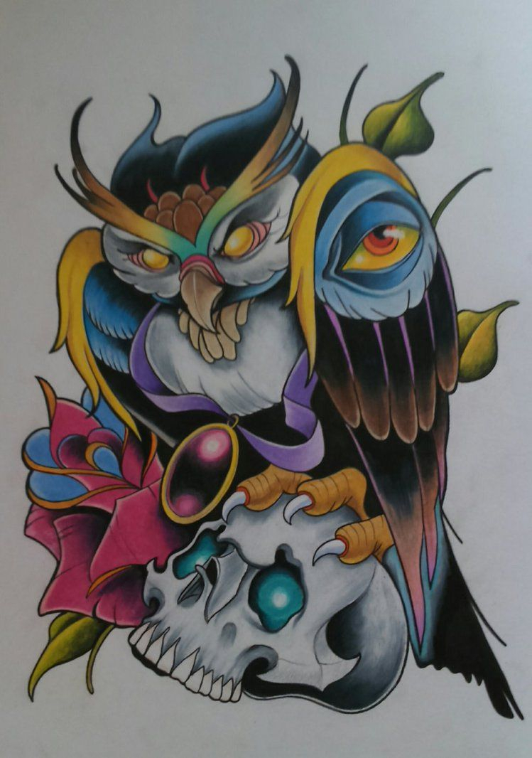 749x1066 New School Tattoo Designs Owl New School Owl Tattoo Design By - New School Tattoo Sketches