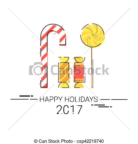 450x470 Merry Christmas Happy New Year Simple Line Sketch Banner Card - New Year Sketch