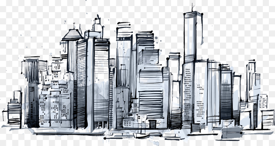 900x480 Manhattan Skyline New York Sketch Icon - New York Building Sketch