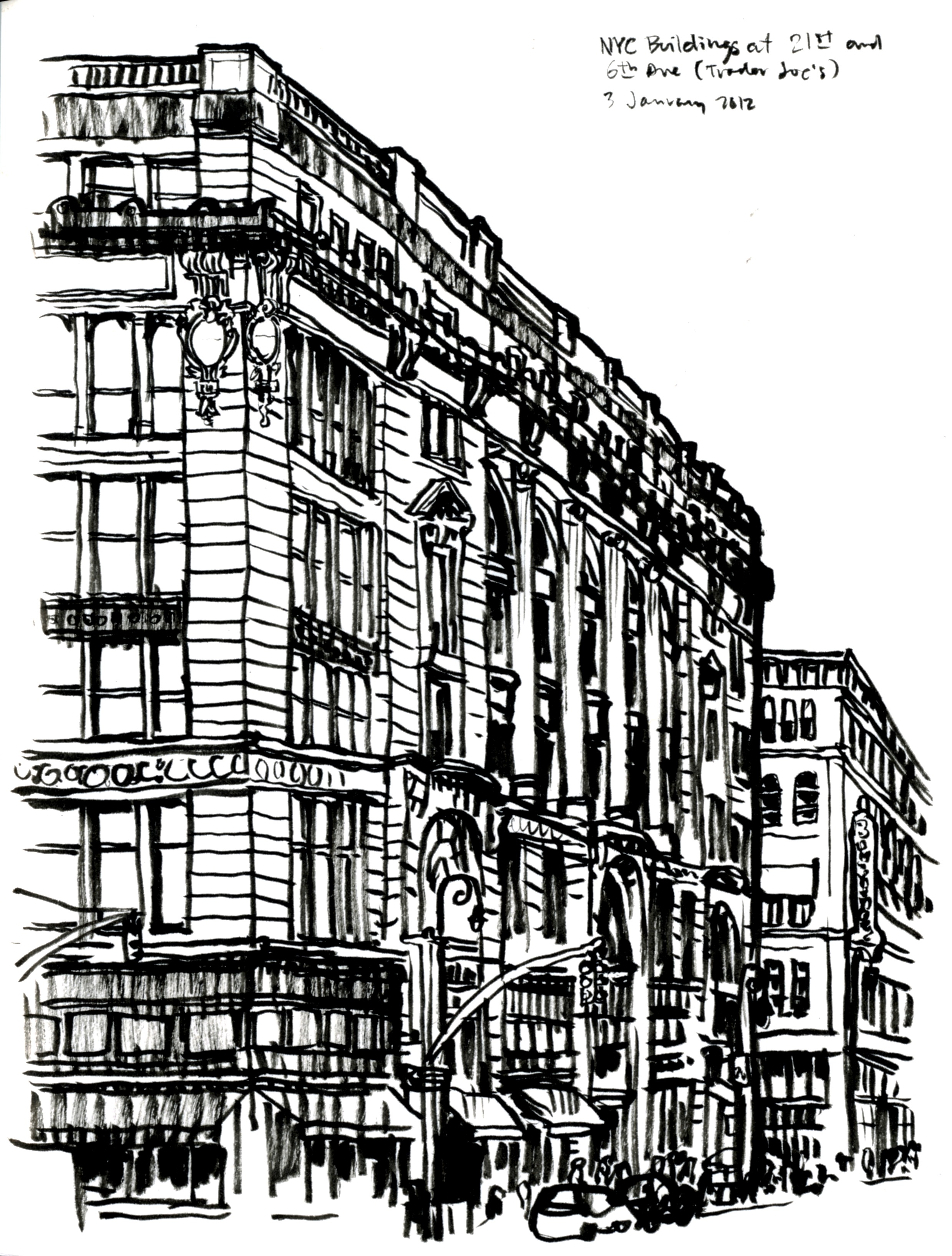 2479x3270 Nyc Buildings Sketch 3 January 2013 Handmade Ransom Notes - New York Building Sketch