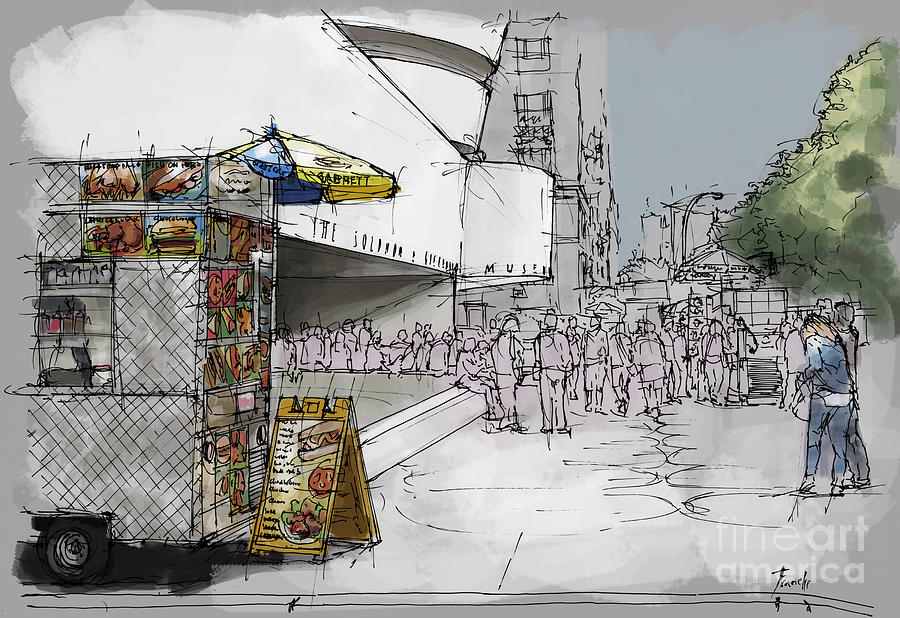 900x618 Guggenheim Museum New York Sketch Painting By Drawspots Illustrations - New York Sketch