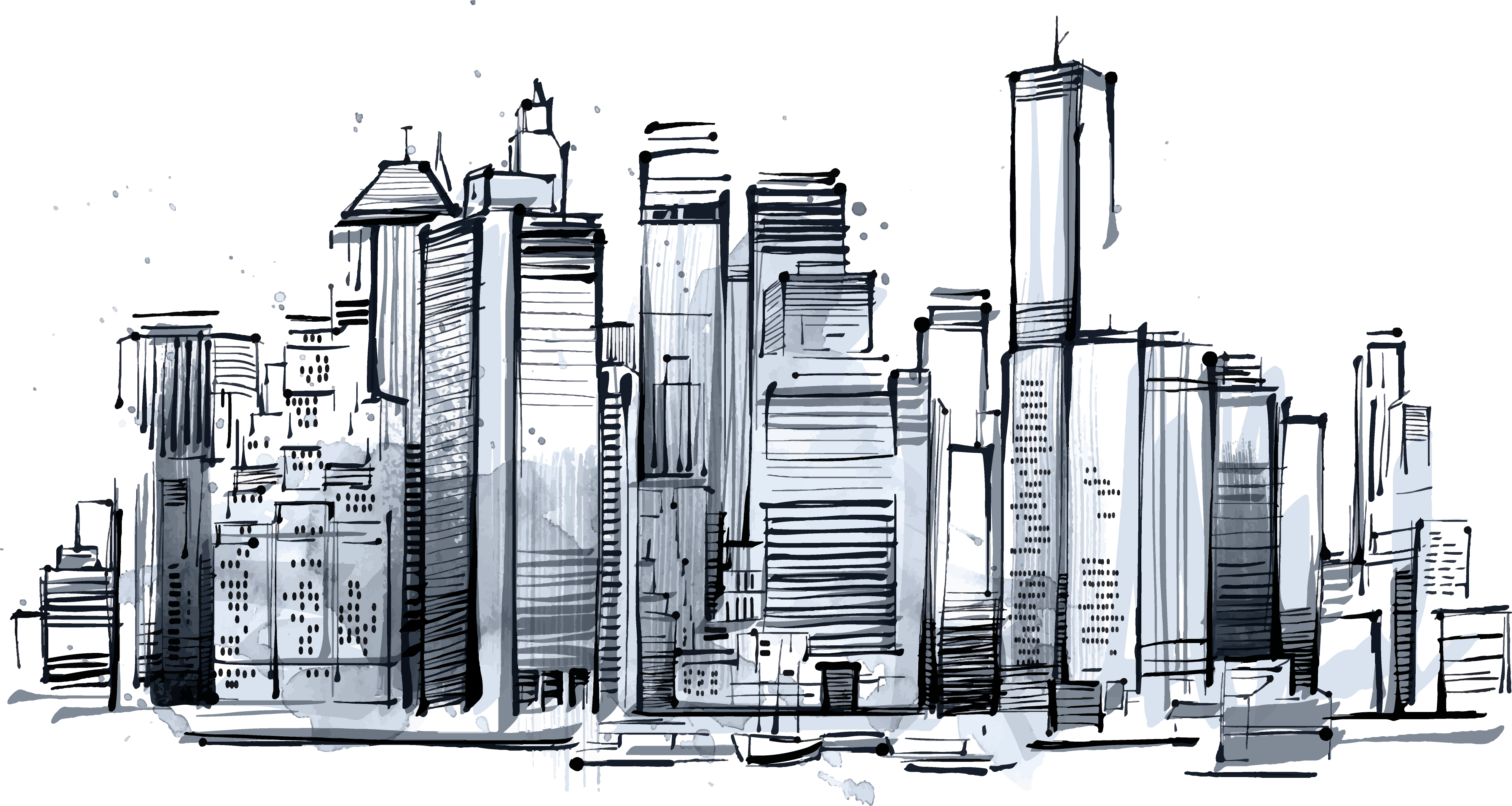 3973x2117 Manhattan Skyline New York Sketch Icon - New York Sketch