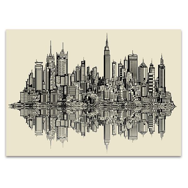 600x600 New York Sketch Wall Art Print Creative Office Decor - New York Sketch