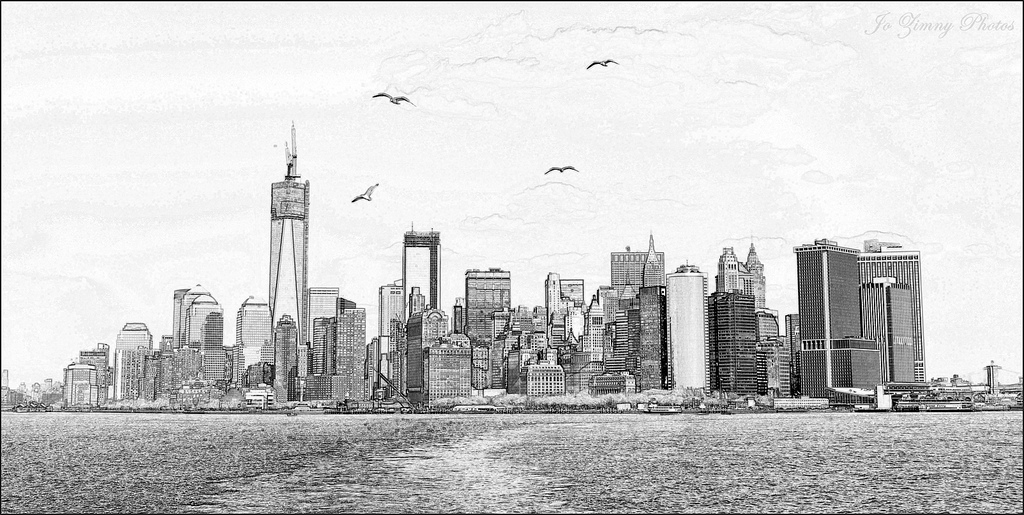 New York Skyline Sketch at PaintingValley.com | Explore collection of ...