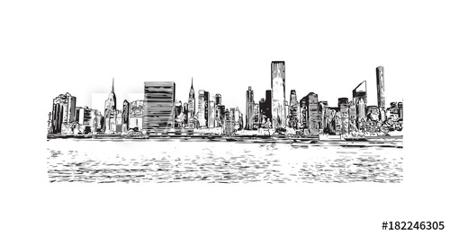 New York Skyline Sketch at PaintingValley.com | Explore collection of ...