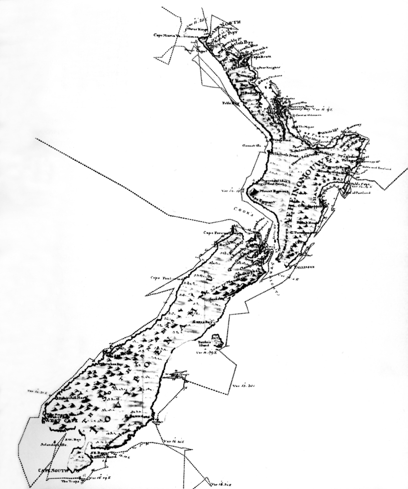 835x1000 New Zealand Map Ncaptain James Cooks Chart Of New Zealand The - New Zealand Map Sketch