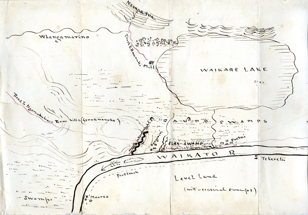 1024x717 Rough Sketch Map Of Rangiriri, And Paetai On The Waikato - New Zealand Map Sketch