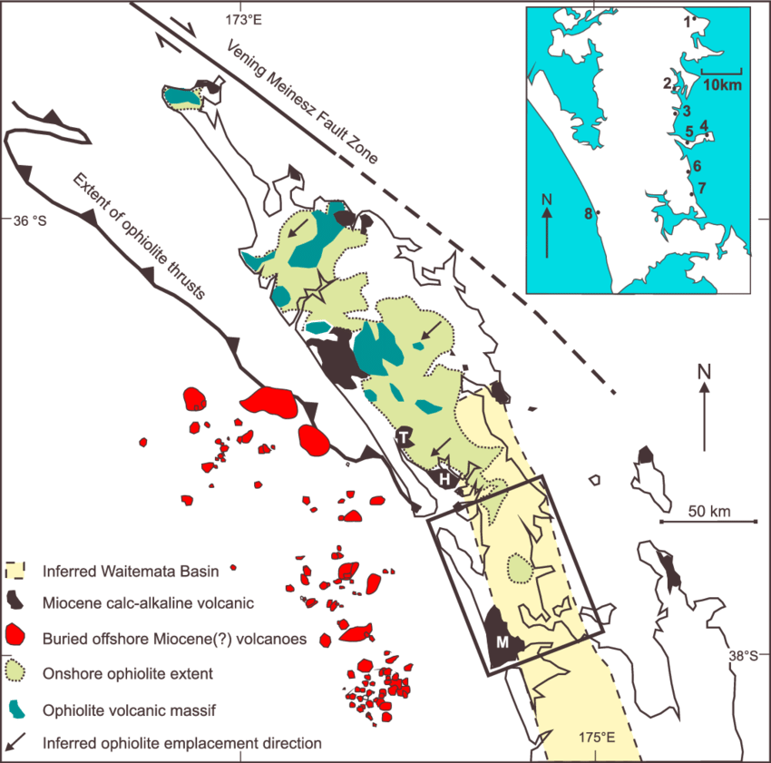 850x841 Sketch Map Of Northland, New Zealand, Showing The Location Of - New Zealand Map Sketch