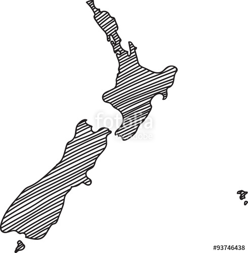 490x500 Doodle Freehand Outline Sketch Of New Zealand Map. Vector - New Zealand Map Sketch