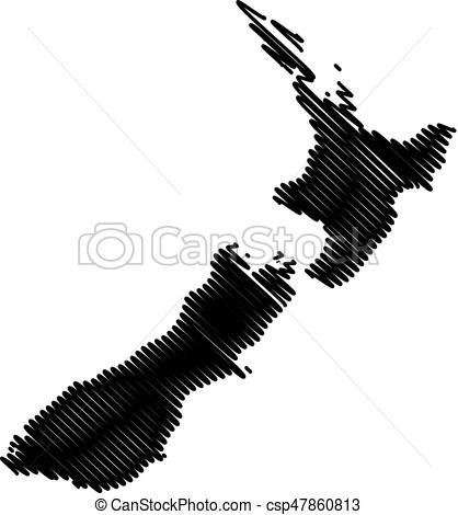 418x470 New Zealand Map Vector Illustration, Scribble Sketch New Zealand. - New Zealand Sketch