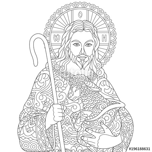 500x500 Jesus Christ And Newborn Baby Sheep. Portrait Of Christian - Newborn Baby Sketches