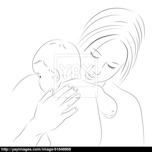 512x512 Mother And Newborn Sketch Vector - Newborn Sketch