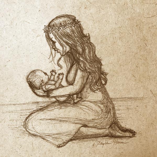 600x600 Newborn Baby And Mother - Newborn Sketch