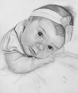 252x300 Newborn Jenna Drawing By Laura Dallas - Newborn Sketch