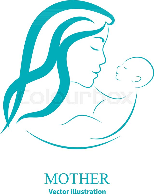 638x800 Vector Illustration Sketch Mother With A Small Baby. Logo Mom And - Newborn Sketch