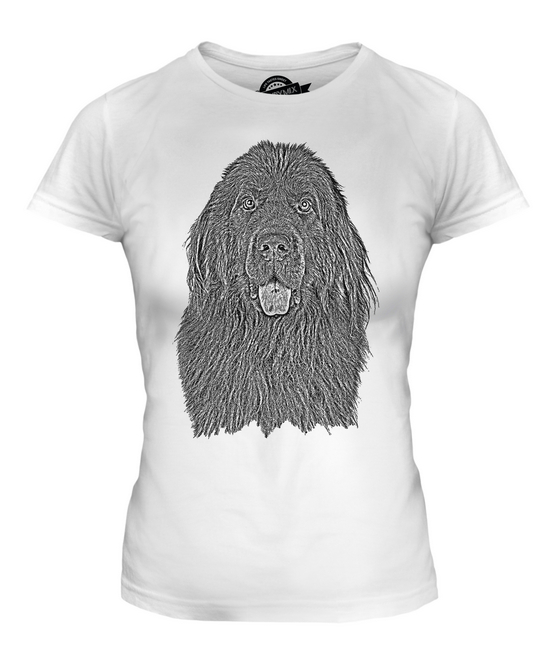 555x666 Newfoundland Sketch Ladies Printed T Shirt Top Great Gift For Dog - Newfoundland Sketch
